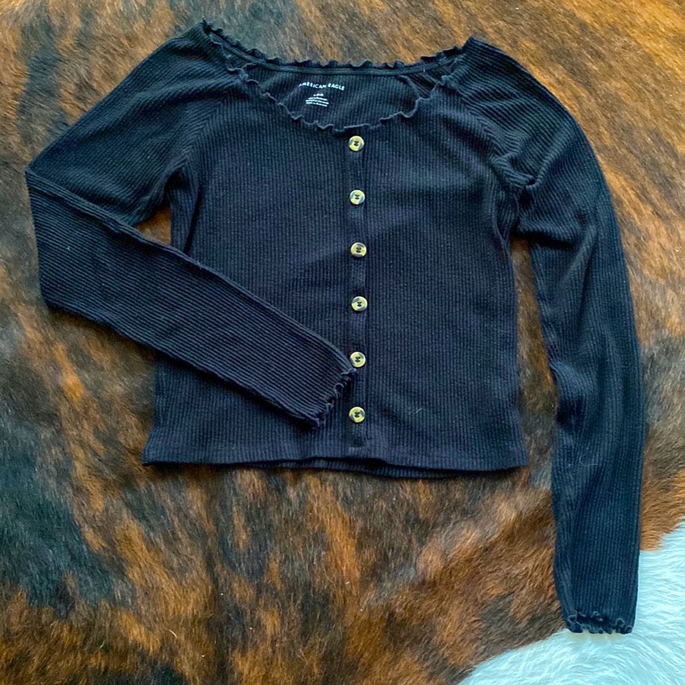 American Eagle Black Crop Top- Size L